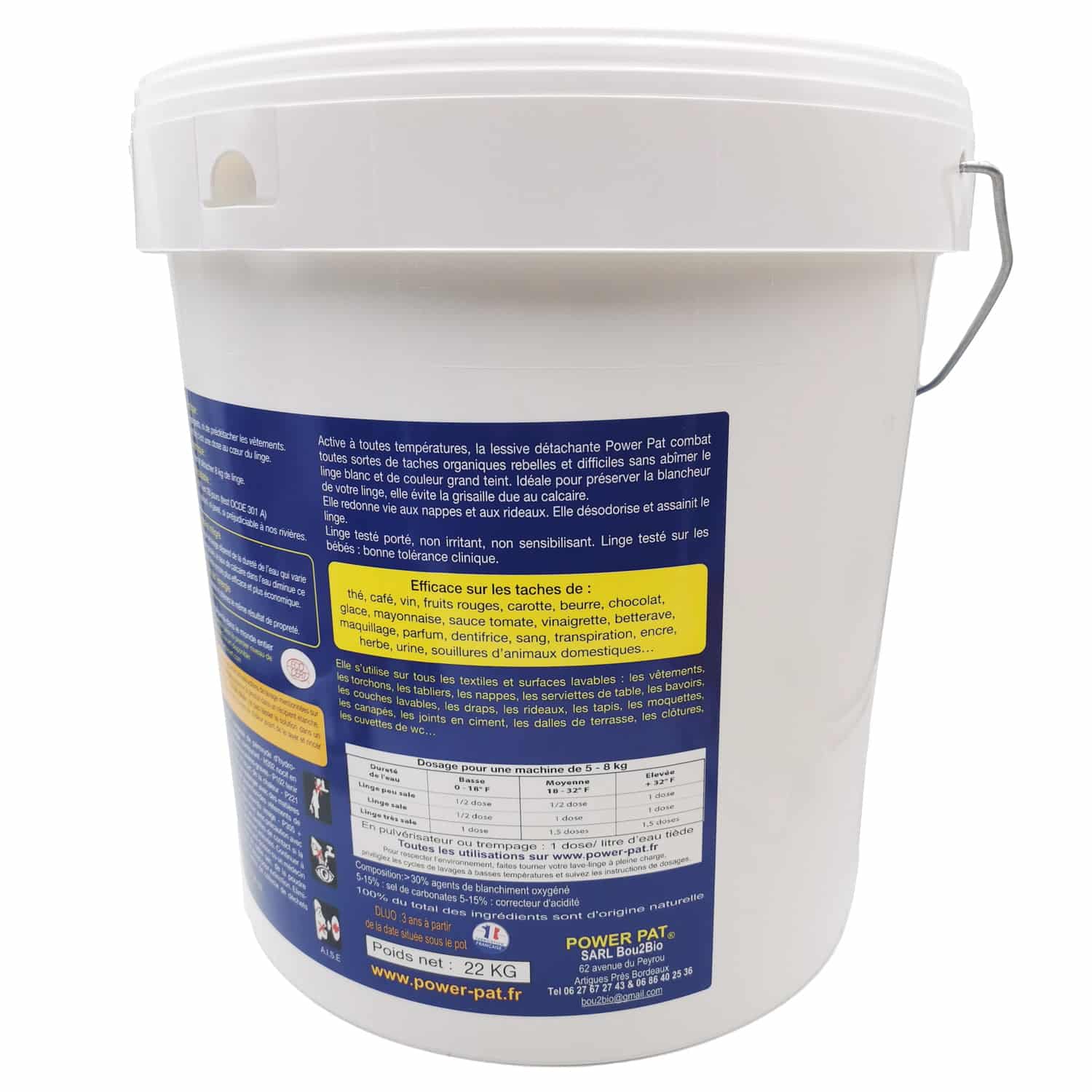 Poudre lave-vaisselle biodégradable POWERPAT 5kg - Power Pat - Lessive  biodégradable - Powerpat - Sel détachant