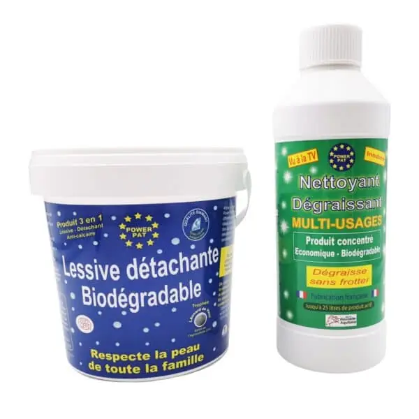 Duo entretien "expert" Powerpat lessive kg et nettoyant dégraissant litre + 2 vapos