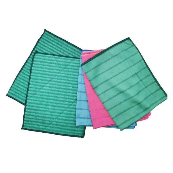Lot de 5 pièces microfibre "Bambou Brillante" :3 lingettes couleurs et 2 lavettes dont 18% en Bambou