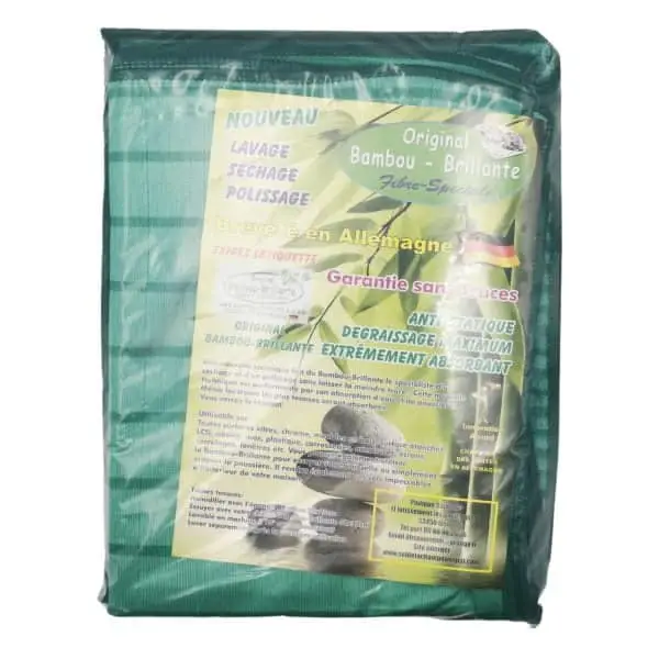 Lot de 5 pièces Microfibre "Bambou Brillante" : 3 Lingettes et 2 Lavettes vertes dont 18% en Bambou – Image 2