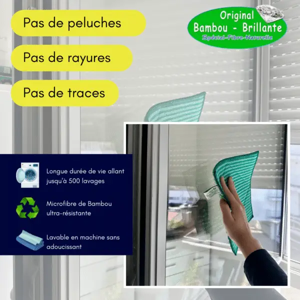 Lot de 5 pièces microfibre "Bambou Brillante" :3 lingettes couleurs et 2 lavettes dont 18% en Bambou – Image 4