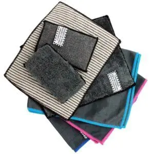 KIT MICROFIBRES CARBONE (2 LAVETTES ET 3 LINGETTES) + 2 EPONGES